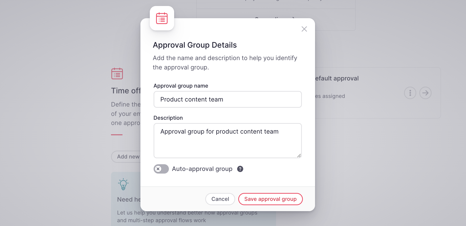 approval group details